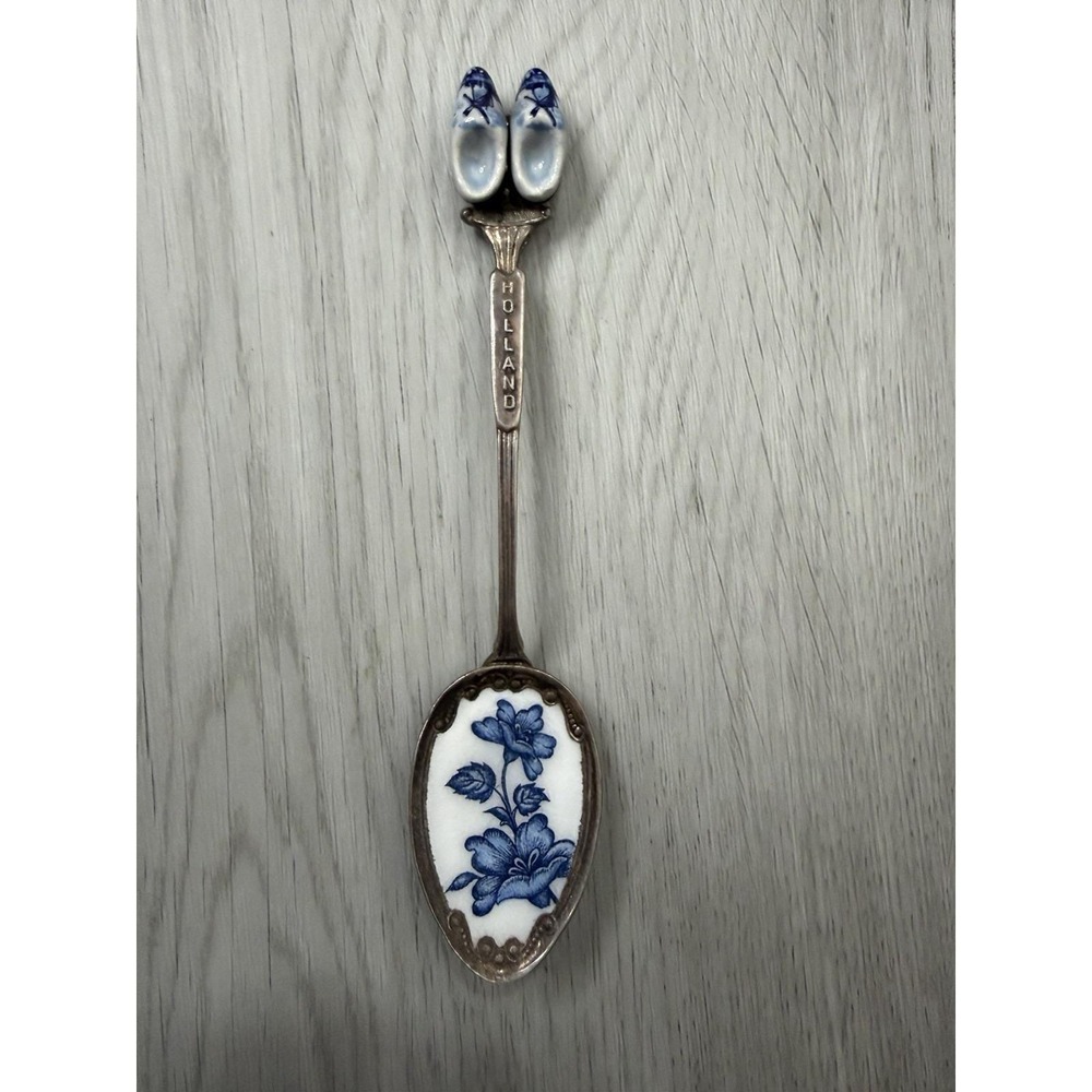 Holland Delft Blue Miniature Clog Figural Spoon Porcelain Bowl Vintage